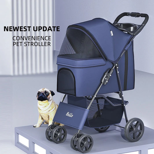 (Ready to Ship) Manufacture Cheap Pet Stroller for Cat and Dog Outdoor Walking One-Hand Easy Fold Trolley