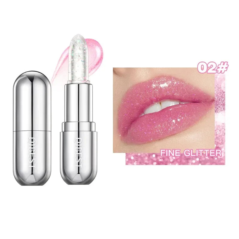 Soft Jelly Lipstick Color Changing Glossy Hydrating Moisturizing Glitter Lip Stick Sparkling Sequins Turning Red Shade Lip Balm