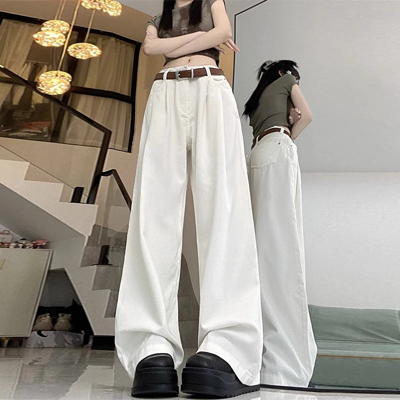 Khaki High Waist Straight Leg Wide Leg Pants Loose Slimming Workwear Casual Pants Spring Autumn Long Pants Retro Women Pants