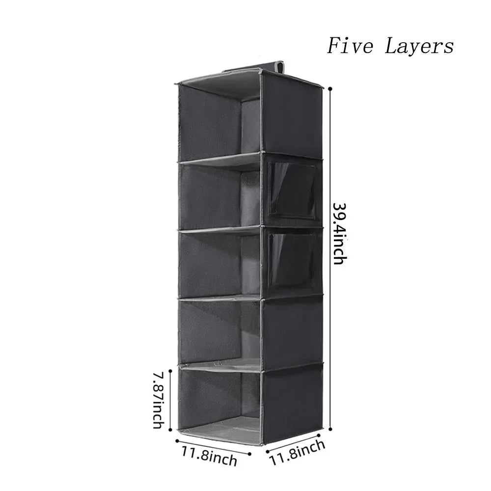 3/4/5/6 Layers Hanging Luggage Organizer Bag Large Capacity Foldable Clothes Storage Bag Portable Breathable Wardrobe Garment
