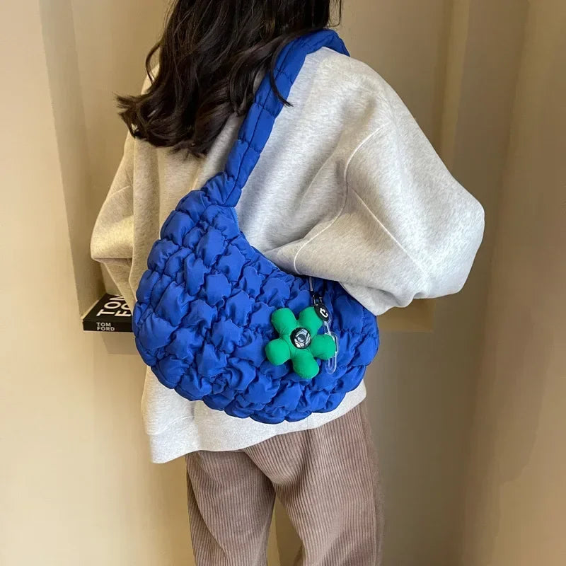 Women's Bag Korean Version Sweet Girly Style Shoulder Bag Fashion Casual Bubble Dumpling Bag Fold Cloud Bags Fashion Exquisite