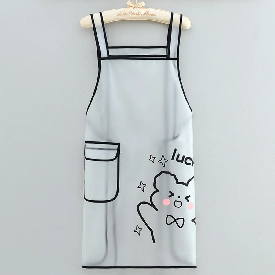 Waterproof TPU Kitchen Apron - Sleeveless, Oil Resistant, Lightweight for Cooking & Cleaning