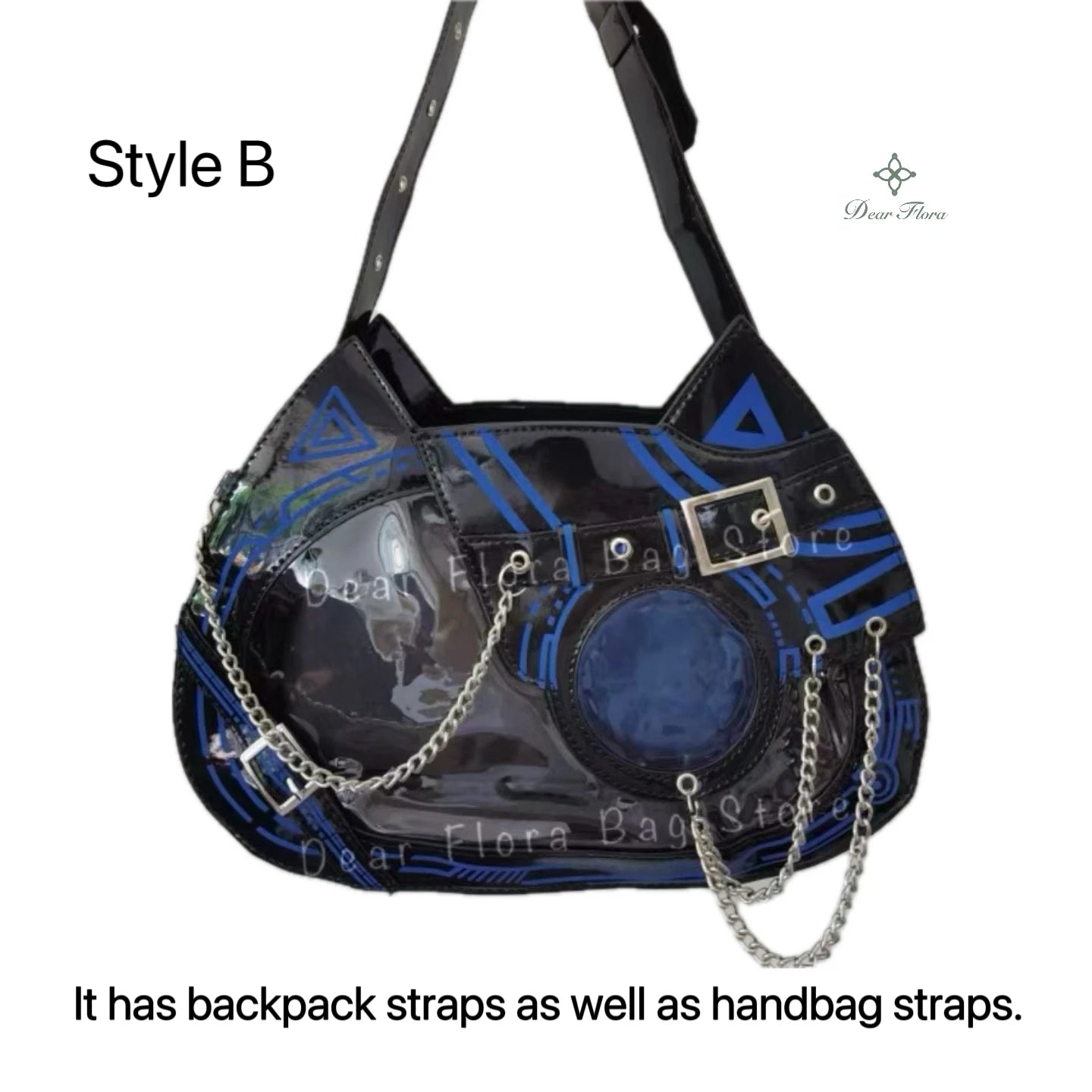 Y2K Kawaii Cat Ita Bag Cute PU Backpack Girls Transparent Pocket Harajuku Crossbody Bag Women's Fashion DIY Display Shoulder Bag