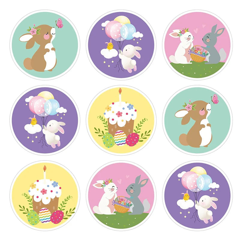 12pcs Happy Easter Party Gift Bags cartoon Egg Bunny Printed Paper candy Bag Easter Party Decoration Kids Gift Packaging Bag