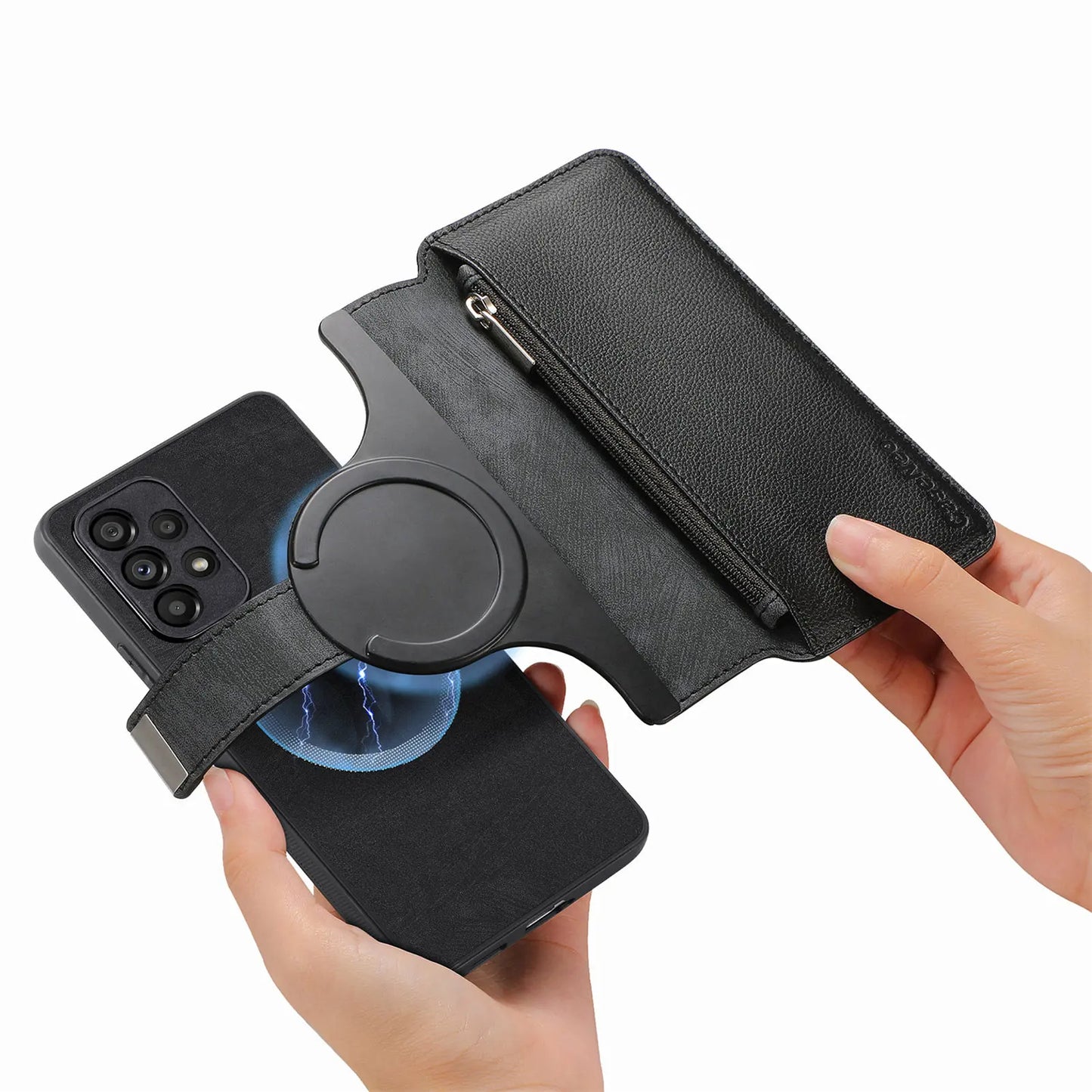 2 in 1 Detachable Zipper Cards Solt Wallet Leather Case For Samsung A16 A26 A56 A26 S24 S25 Ultra S23 Plus Bag Magnetic Cover