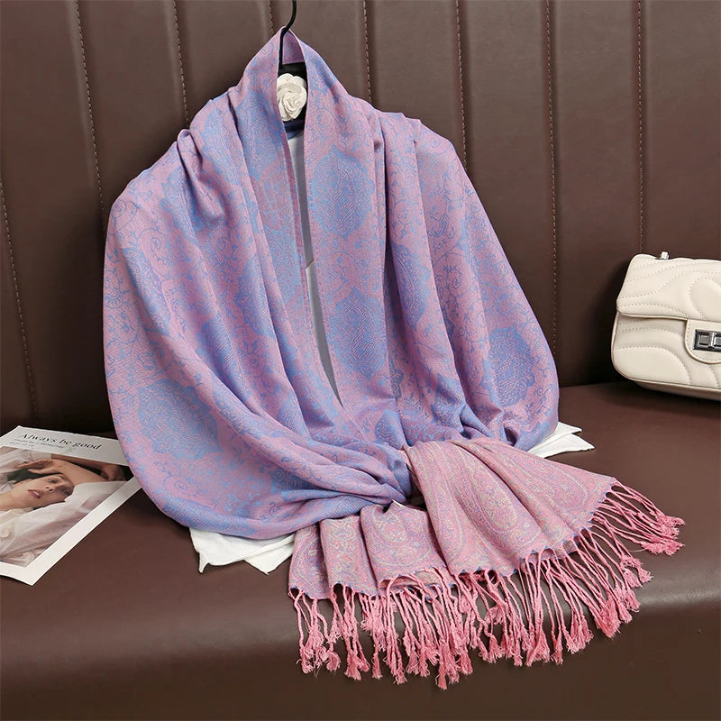 70x190CM Women Cotton Jacquard Scarf Big Shawl Fashion Elegant Lady Long Printing Decorate Scarves Sun Protection Bandana Hijab