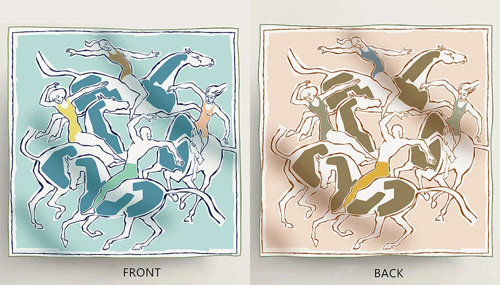 Reversible Twill Silk Scarf 90cm Square Scarves Hand-rolled Edges Bandanas Tops Shawls Bag Belt Neck Decoration Christmas Gifts