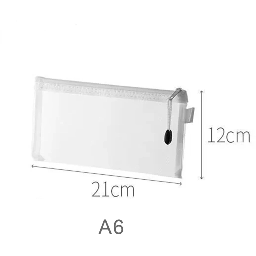 A4A5A6 Exam Paper Bag Pen Bag Mesh Zipper Student Office Simple Large Capacity Paper Bag Document Bag Folder Transparent