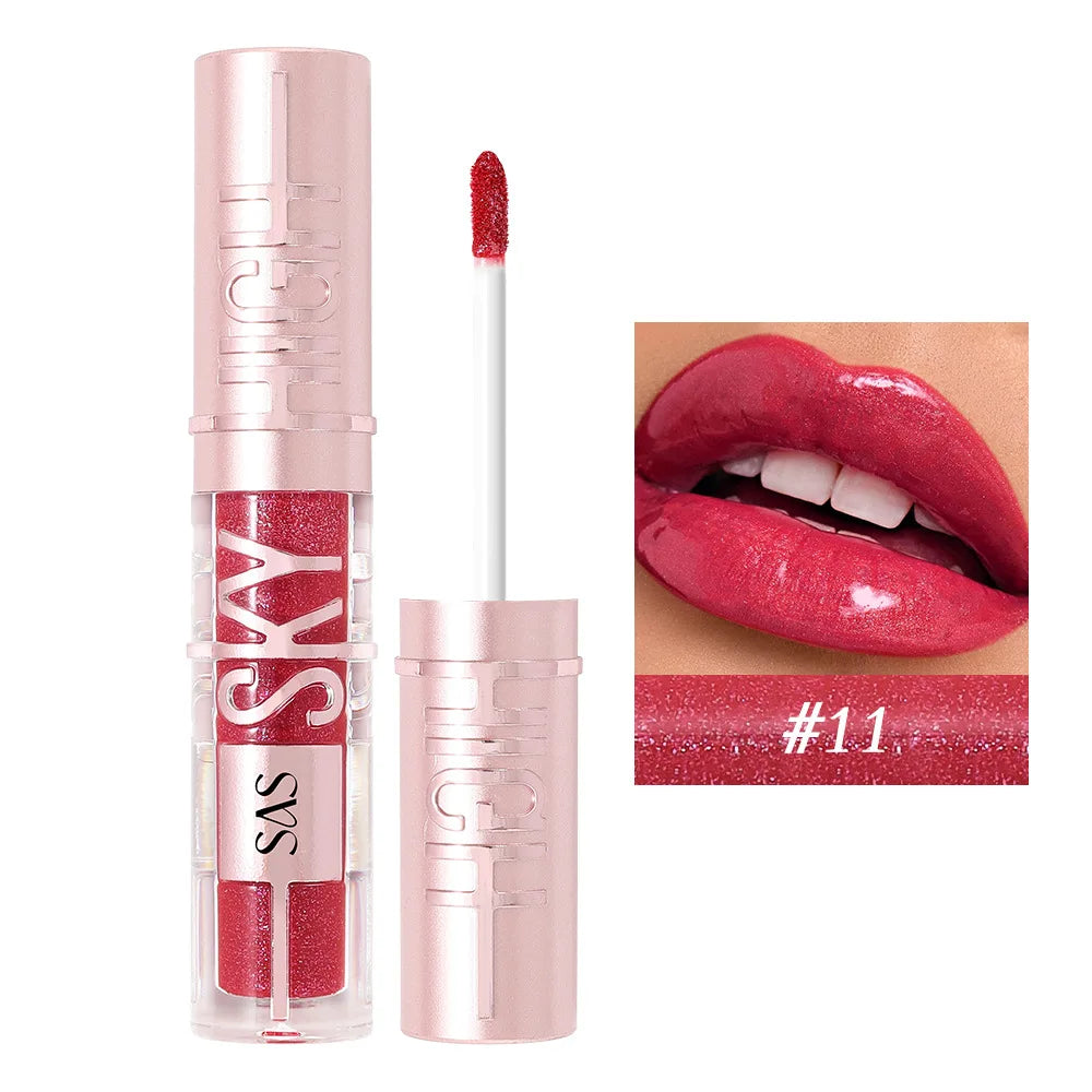 USHAS 12 color glitter mirror hydrating lip gloss pearl color development nourishing moisturizing lip glaze