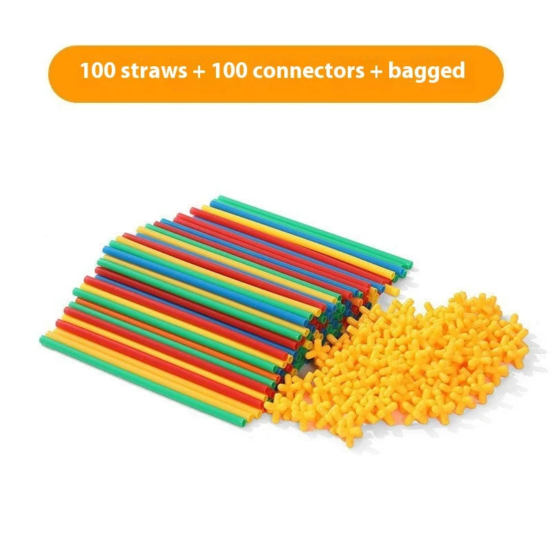 Straw Constructor Toys Building Toys Straws and Connectors Building Sets Colorful Motor Skills Engineering Educational Toy