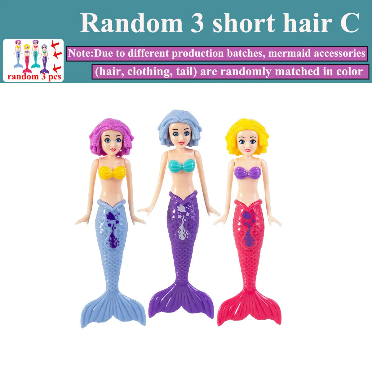 4/3 PCS 1 bag Mermaid Water Play Toys Different Style for Swimming Children Game in Sun Pool/Beach/Bath Time Gift Color Random