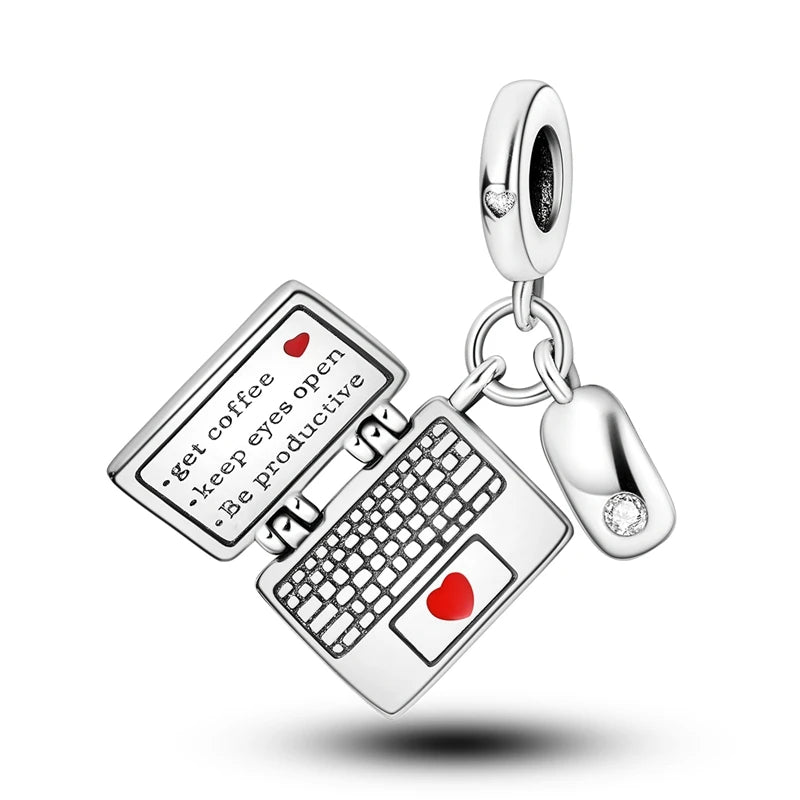 Pink Girl 925 Sterling Silver Charm Perfume Beads Life Articles Pendants Fit Original Bracelets For Women Gift DIY Jewelry