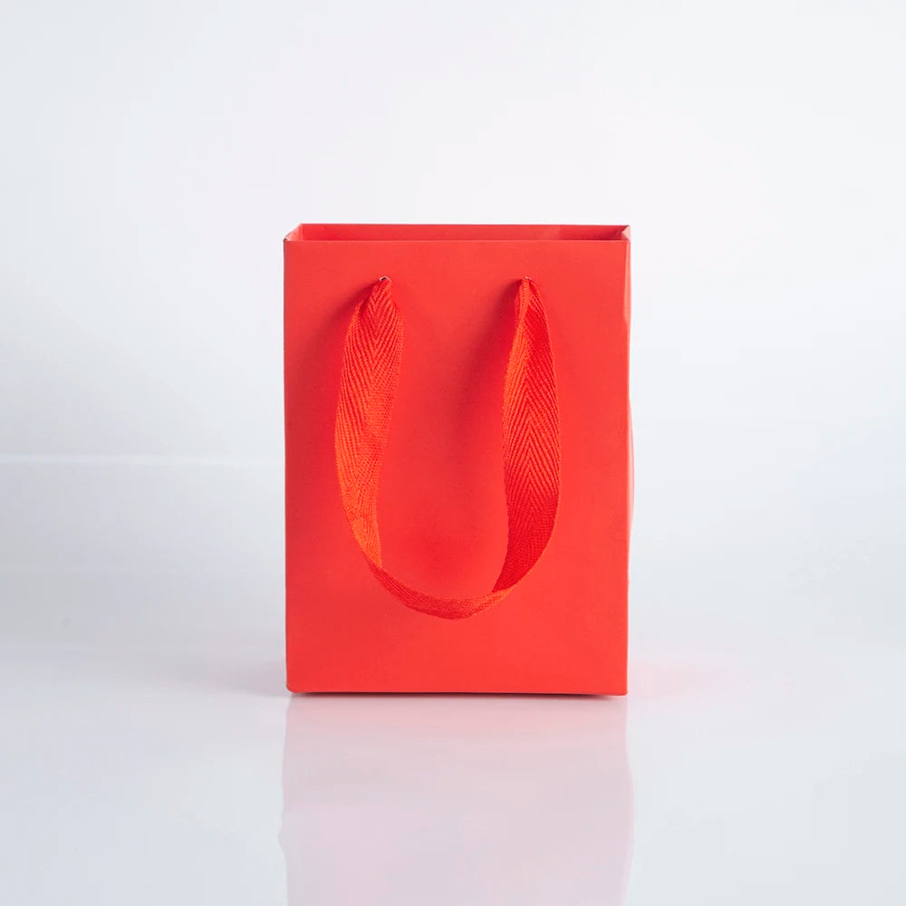 10Pack Bulk Blue White Gift Paper Bags with Ribbon Rope Kraft Handle Shopping Paper Bag 14x7x15cm Fast Food Take Away Packaging