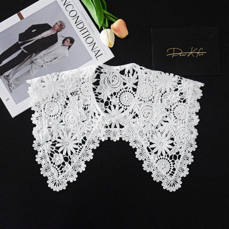 Summer Knitted Hollow Thin Lace Fake Collar Shawl Pullover Short Suspender Skirt False Collar Detachable Collars Sun Protection