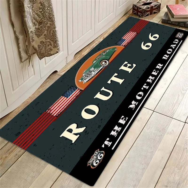 Route 66 Design Kitchen Floor Mat Entrance Doormat Home Decor Carpet for Living Room Bedroom Rugs Bathroom Non-slip Mat Foot Pad