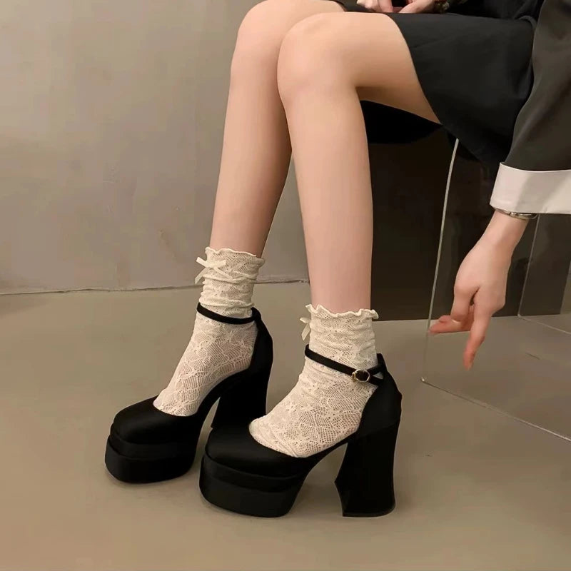 Waterproof platform ultra-high-heeled sandals 12cm thick satin white wedding bridal shoes with bag head thick heeled shoes