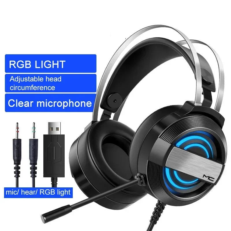 RGB Headset Gamer Wired Headset PC PS4 Gaming Headphones with HD Flexible Mic 3.5mm Headphone for Xbox PS5 Switch Computer Games