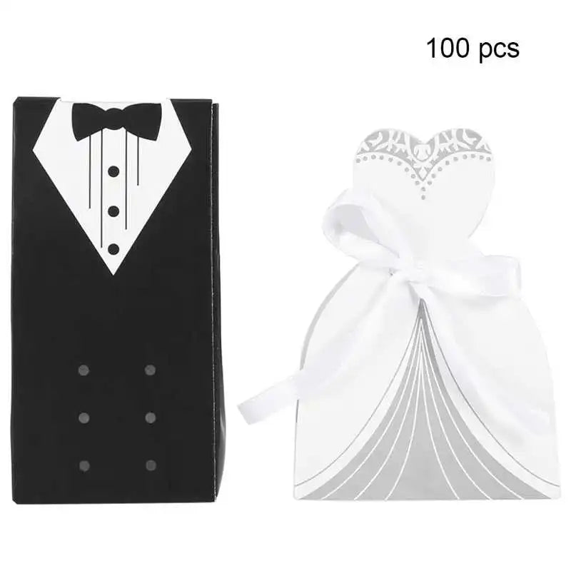 100Pcs Elegant Romantic Cardboard Candy Bag New Year Party Valentines Day Gift Box Wedding Favors For Guest Girlfriend Boyfriend