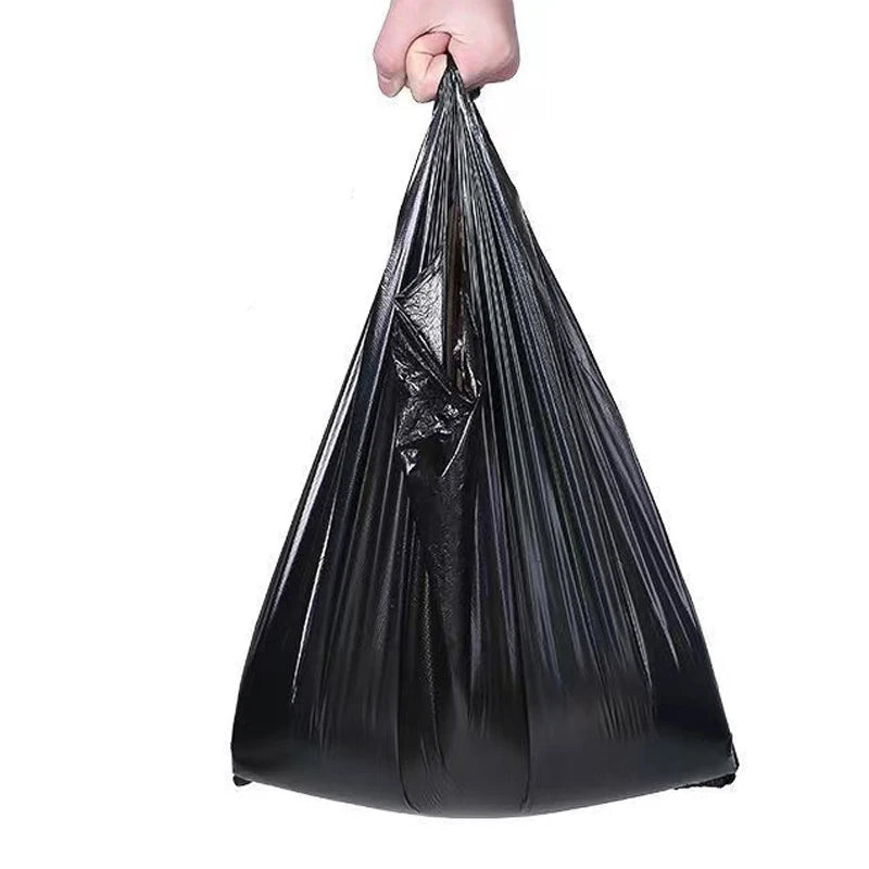 Thickened Black Garbage Bag Trash Pouch Household Disposable Garbage Bag Vest Type Plastic Trash Bags for Kitchen Toilet Office