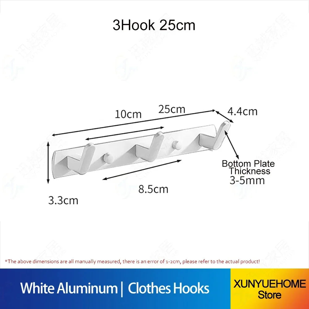 Wall Hanger Coat Hook Clothes Towel Holder White Aluminum Toliet Hallway Hooks Hanging Shelf Bathroom Kitchen Accessories