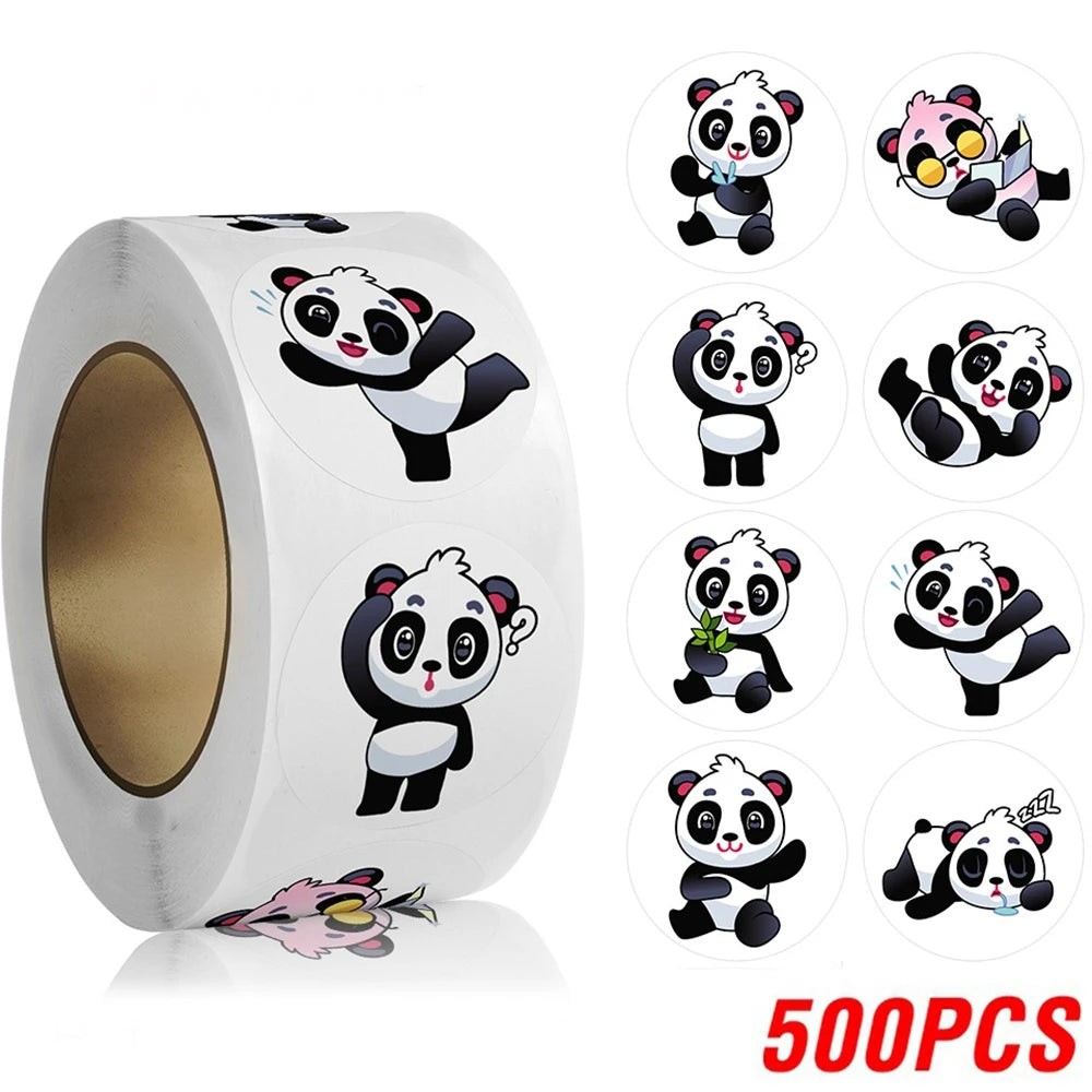 100-500pcs Cute Panda Animals Stickers for Kids School Encouragement Students Games Toy Reward Labels Stationery Stickers