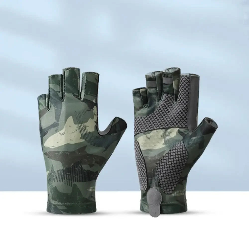 2pcs Elastic Fishing Gloves Profession Breathable Sweat-absorbent Men Cycling Gloves Anti-slip Sun Protection Fingerless Gloves