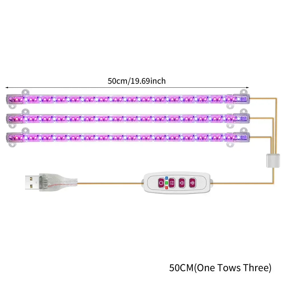 1/2/3/4 Red Blue LED Grow Light Strip Tube Indoor Plant USB Full Spectrum Phyto Lamp Dimmable Timer Seedlings Vegs Flower Lamp