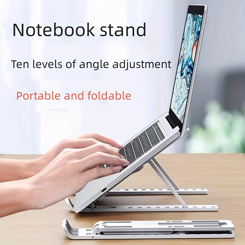 Ten Levels Adjustable Laptop Stand Single Fork Folding Lift Cooling Base Desktop Tablet Portable Bracket Compatible With All Notebook ABS Material