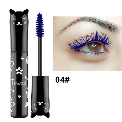 4D Fiber Mascara, Cat Eye Charming Long-Lasting Thick Eyelash Smudge-Proof Waterproof Quick-Drying Eyeliner Makeup Gift For Women Contains Plant Squalane Formula