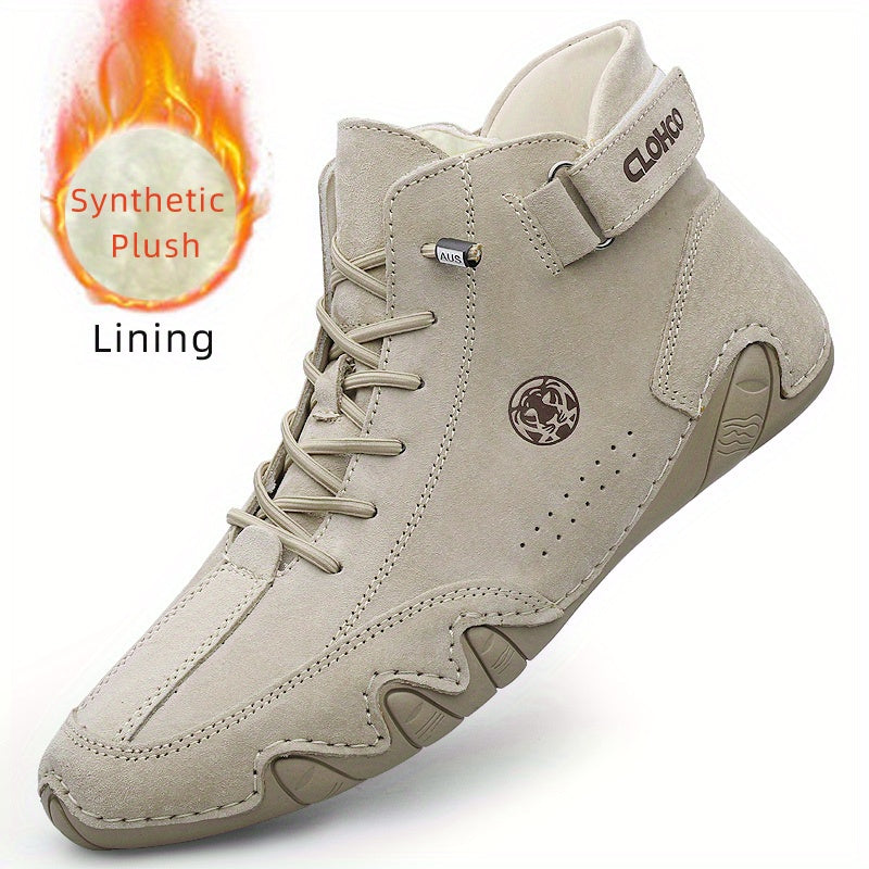 [CLOHOO Boots] CLOHOO Brand Men's Pig Short Boots | Preppy Style, Round Toe, Solid Color, Elastic Closure, Lining | England Scene, Spring, Fall, Winter, Summer