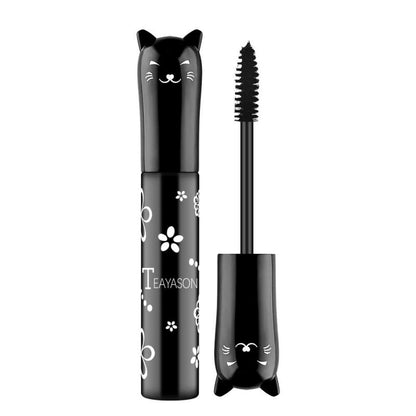 4D Fiber Mascara, Cat Eye Charming Long-Lasting Thick Eyelash Smudge-Proof Waterproof Quick-Drying Eyeliner Makeup Gift For Women Contains Plant Squalane Formula