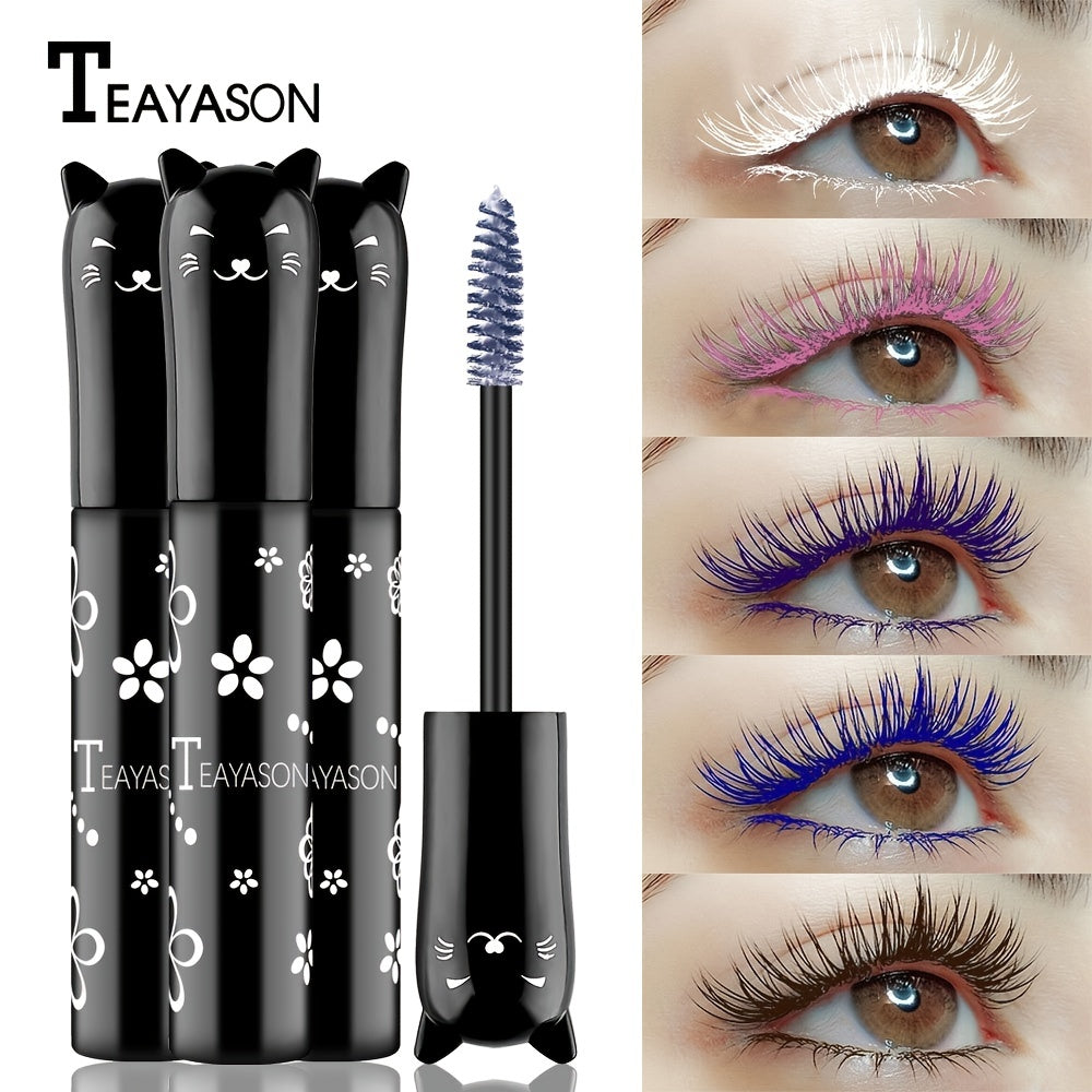 4D Fiber Mascara, Cat Eye Charming Long-Lasting Thick Eyelash Smudge-Proof Waterproof Quick-Drying Eyeliner Makeup Gift For Women Contains Plant Squalane Formula
