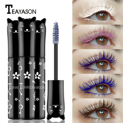 4D Fiber Mascara, Cat Eye Charming Long-Lasting Thick Eyelash Smudge-Proof Waterproof Quick-Drying Eyeliner Makeup Gift For Women Contains Plant Squalane Formula