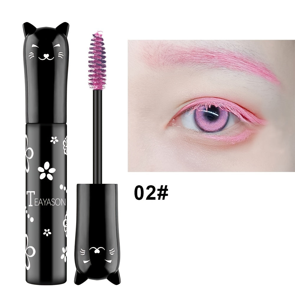 4D Fiber Mascara, Cat Eye Charming Long-Lasting Thick Eyelash Smudge-Proof Waterproof Quick-Drying Eyeliner Makeup Gift For Women Contains Plant Squalane Formula