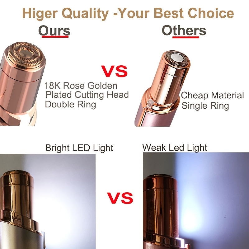 [Painless Facial Hair Remover] Conduroma Women's Painless Facial Hair Remover | Cordless, AA Battery-Powered (Not Included), Elegant Metallic Finish - for Face, Upper Lip, Chin, Bikini Line - Travel-Friendly, Sleek Design, Sm