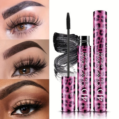 Waterproof Mascara Set with Curling, Holding, and Thicker Lashes - Leopard Print Packaging