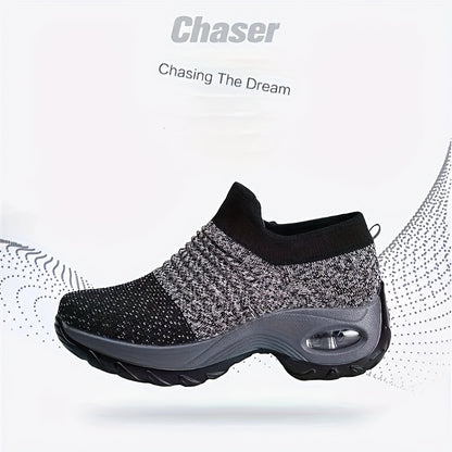 Women's Air Cushion Sole Chunky Sneakers, Lightweight Mesh Low Top Running Shoes, Women's Footwear