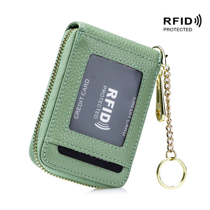 RFID Credit Card Holder, Casual Multi-compartment Wallet, Simple Zip Around Card Case