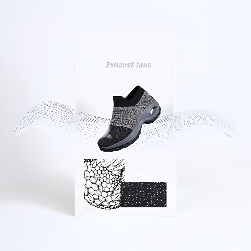 حذاء رياضي نسائي خفيف الوزن ذو نعل سميك ومبطن بالهواء، حذاء جري شبكي منخفض الارتفاع، حذاء نسائي