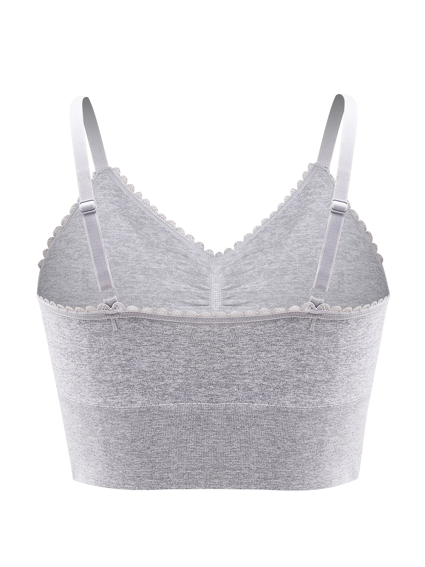 Women'S Plus Size Lace Wireless Bralette, Solid Color Polyamide 90% Elastane 10% Knit Fabric, High Stretch Comfort Full Coverage Sleep Bra, Removable Padding, Breathable Lingerie