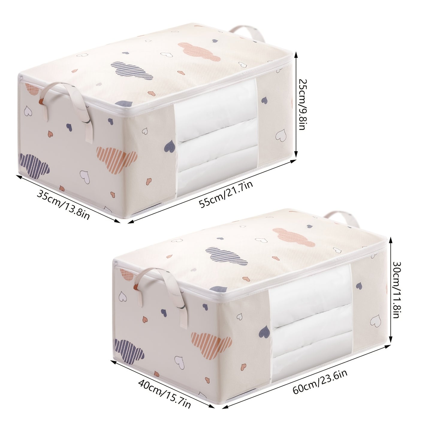 [Large Capacity Storage Bag] Large Capacity Foldable Clothes Storage Bag | Thick Fabric with Reinforced Handles, Sturdy Zipper & Transparent Window | Suitable for Quilts, Blankets, Bedding | Storage Bins, Baskets & Containers