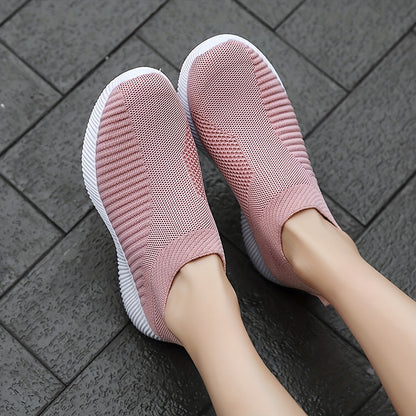 [Slipon Footwear] Women's Lightweight Slip-On Sneakers, Breathable Fabric Upper, EVA Sole, Comfort Insole, Solid Color, Low Top Design for Summer Casual Sports Shoes