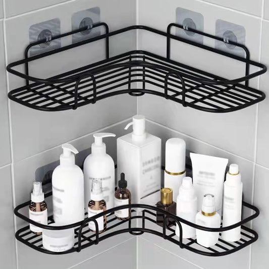 [No-Drill] Cast Iron Corner Shower Shelf | 1pc | Cast Iron | No-Drill Wall Mounted, Black Wire Mesh Design | Bathroom Storage | Bathroom | Modern | Easy Access