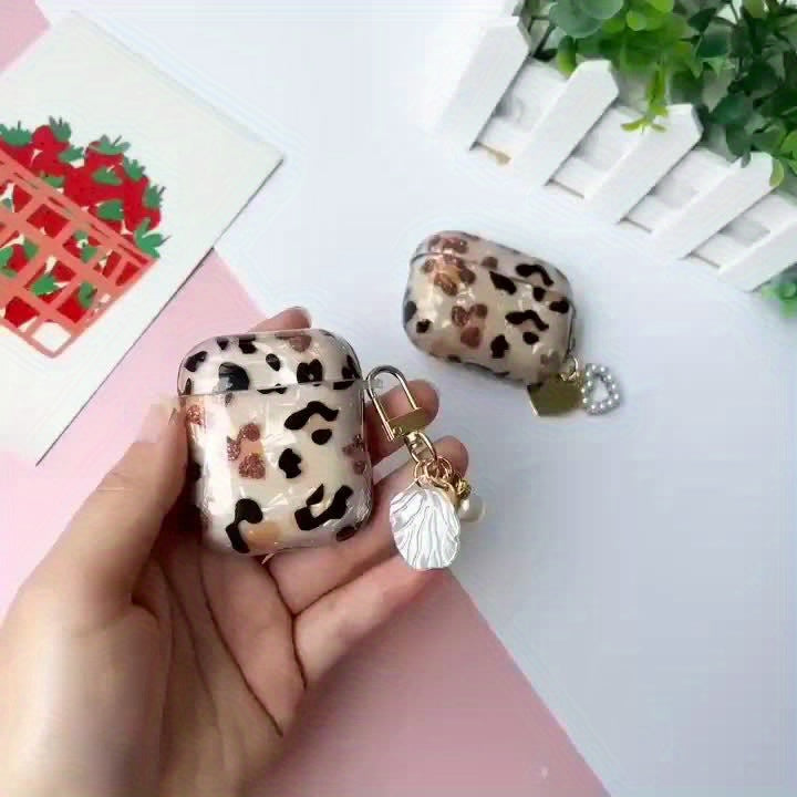 [Perfect Leopard Print Earphone Sleeve] Stylish Leopard Print Earphone Sleeve with Hanging Chain - Perfect for Airpod1/2!