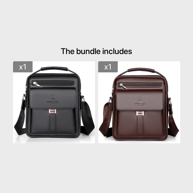 [حقيبة عمل كلاسيكية] حقيبة كتف رجالية كلاسيكية قابلة للتعديل من WEIXIER - مساحات تخزين متعددة، جيوب بسحاب، تصميم مضغوط، لون أسود، إغلاق بسحاب آمن، حقيبة كروس صغيرة