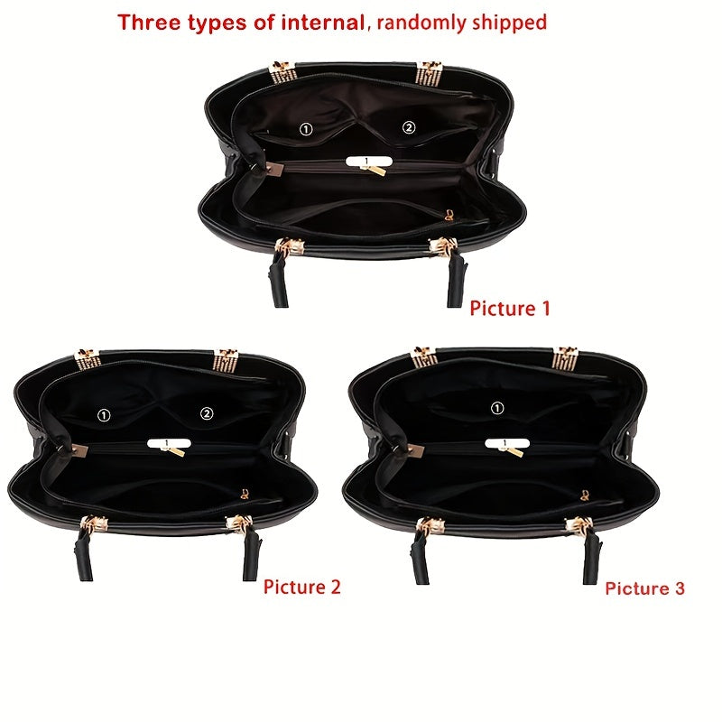 حقيبة يد أنيقة مزينة بفيونكة للنساء - حقيبة متعددة الاستخدامات بمقبض علوي مع محفظة نقود وحزام قابل للتعديل وسحاب للإغلاق - متوفرة باللون الكاكي والوردي الداكن والفاتح - مصنوعة من مادة صناعية مع بطانة من الأكريليك، حقيبة يد لطيفة