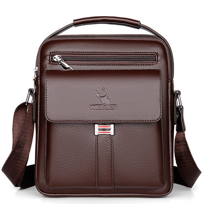 [حقيبة عمل كلاسيكية] حقيبة كتف رجالية كلاسيكية قابلة للتعديل من WEIXIER - مساحات تخزين متعددة، جيوب بسحاب، تصميم مضغوط، لون أسود، إغلاق بسحاب آمن، حقيبة كروس صغيرة