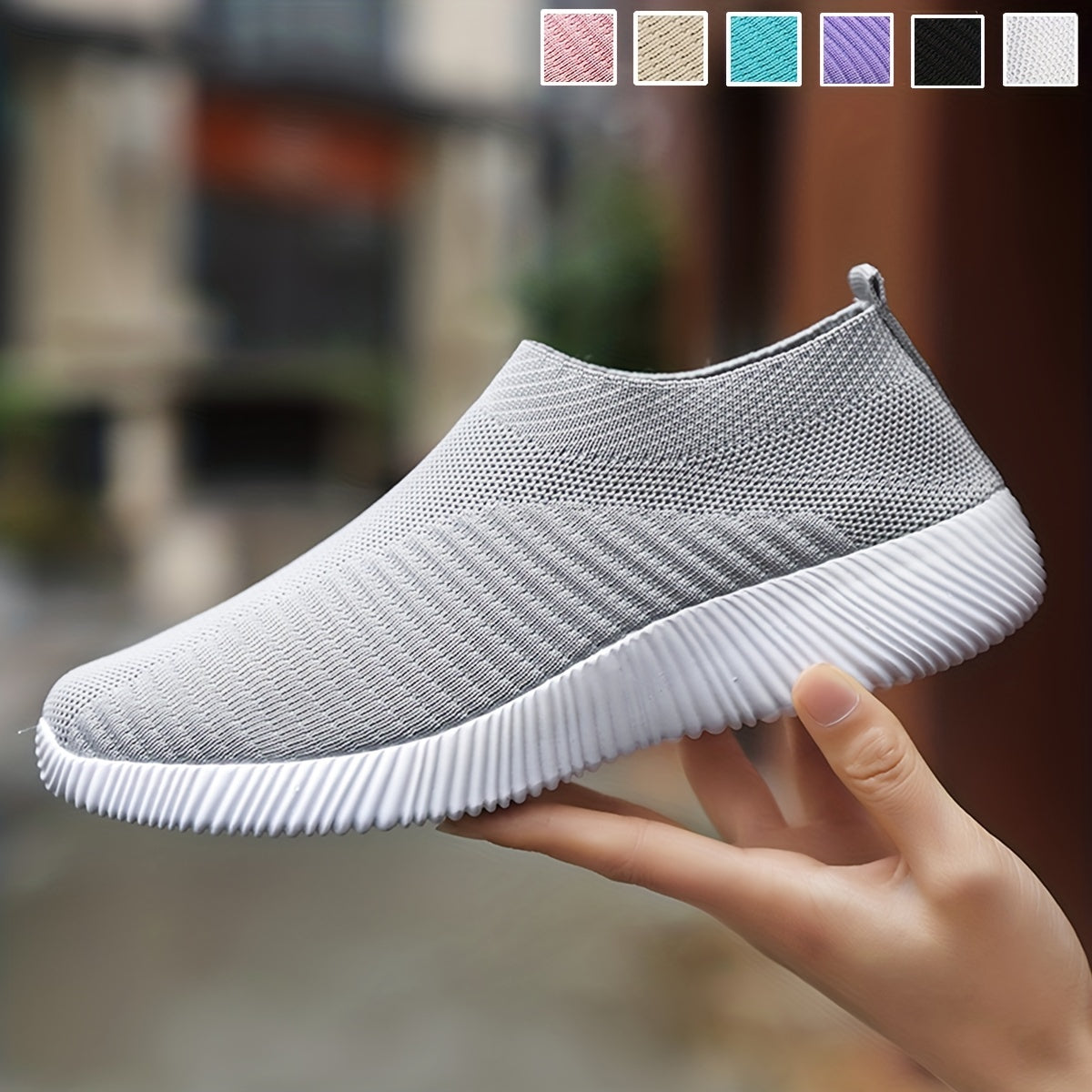 [Slipon Footwear] Women's Lightweight Slip-On Sneakers, Breathable Fabric Upper, EVA Sole, Comfort Insole, Solid Color, Low Top Design for Summer Casual Sports Shoes