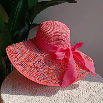 Summer straw hat 2025 large brim outdoor sun protection sun hat travel vacation foldable beach hat  sombrero para sol mujer