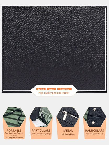 Zency Elegant Women's Handbags 2025 Trendy Soft Leather Messenger Bag Satchel Three Layer Pockets Luxury Designer Silver Metal